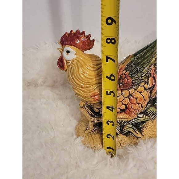 Enesco Ceramic Rooster Beautiful Colors Set Of 2 - Picture 5 of 10